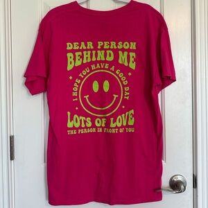 Gildan Pink Tee with Green Graphic